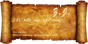 Zákány János névjegykártya